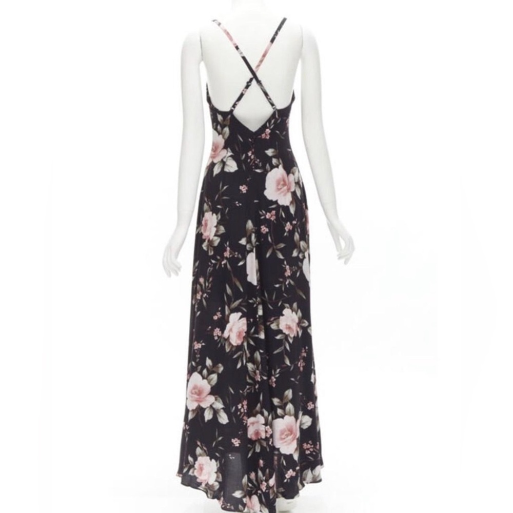 Alice + Olivia Black Maxi Dress with Pink Floral Print - Picture 3 of 6